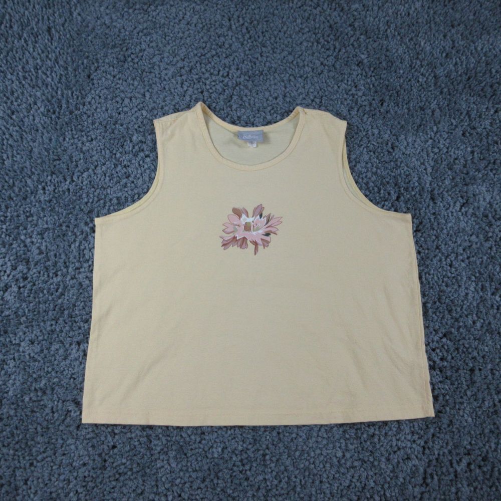Blair Shirt Womens Extra Large Yellow Floral Sleeveless Pullover Tank
